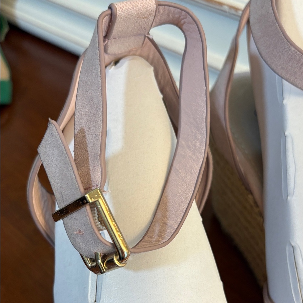 Women's Pink Espadrille Wedge Sandals Size 8/8.5 - Picture 3 of 7